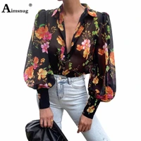women casual shirt blusas long sleeve skinny blouse model flower print basic tops femme 2021 spring autumn loose shirt clothing