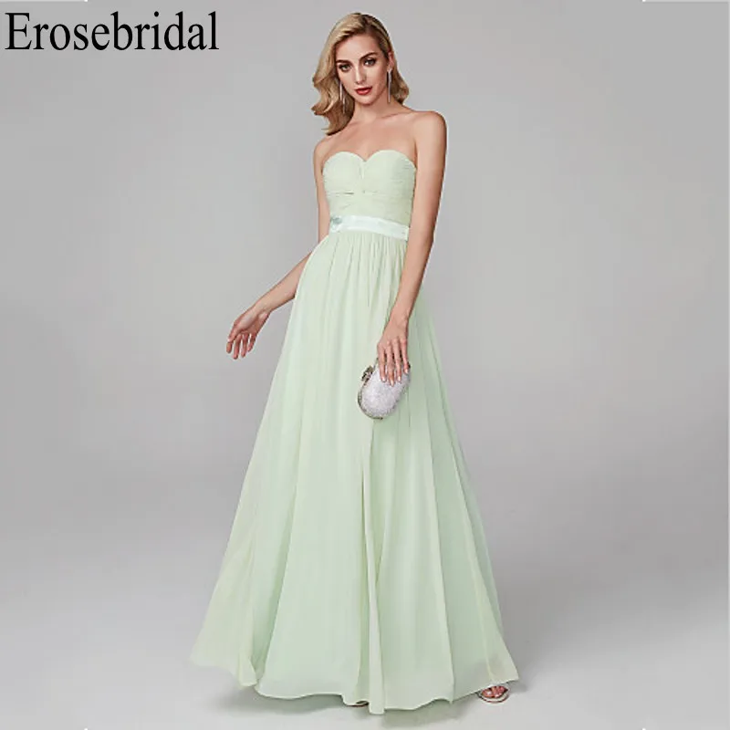 Женское шифоновое вечернее платье Erosebridal длинное официальное мятного цвета со