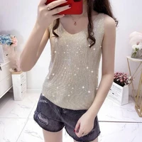 tanks camis womens glitter strappy tank tops ladies sexy sparkle womens top cami swing vest clubwear tops women 2022 y831