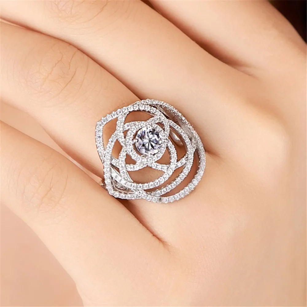 Европейские и американские Винтажные Цветы Полный AAA циркон обручальное кольцо