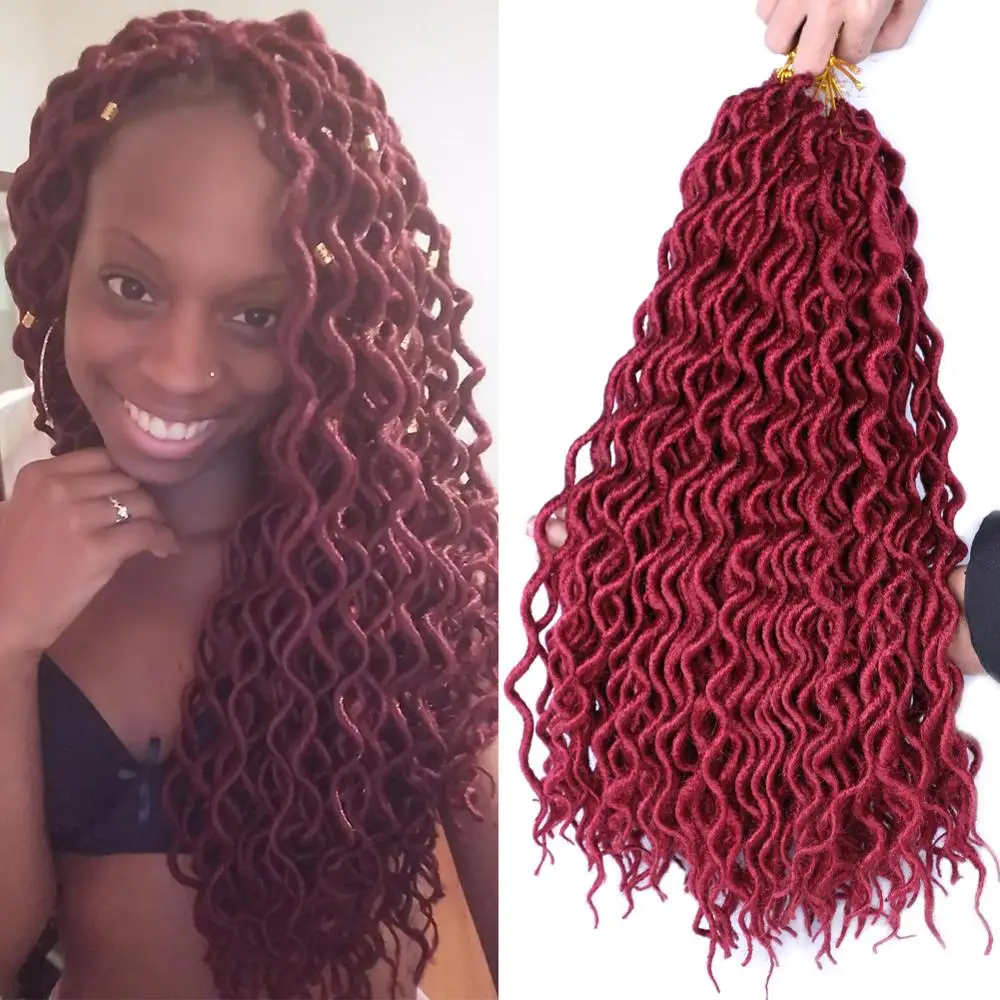 

Mtmei Hair Goddess Faux Locs Crochet Hair 18" 24Strands Dreadlocks Hair Extensions Synthetic Crochet Braids Hair Black Brown Bug