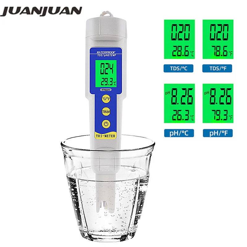 3 в 1 PH TDS измеритель качества воды тестер кислотности анализатор температуры для