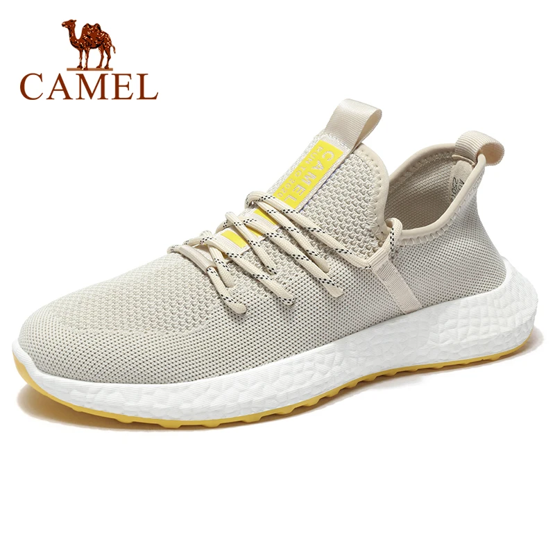 Мужские кроссовки CAMEL светло-коричневые повседневные спортивные с дышащей