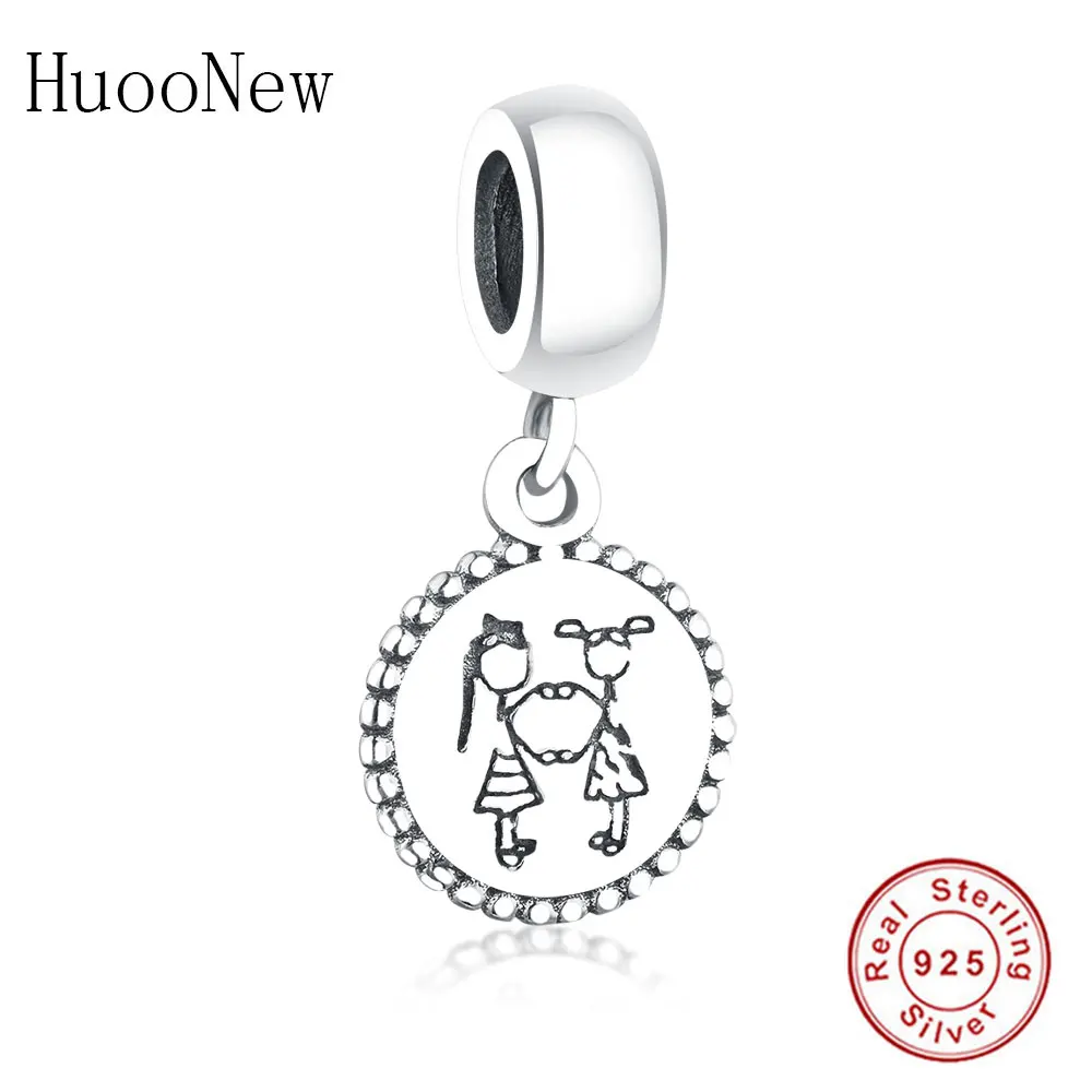 Подходит для оригинального браслета Pandora браслет с подвесками девушек из серебра