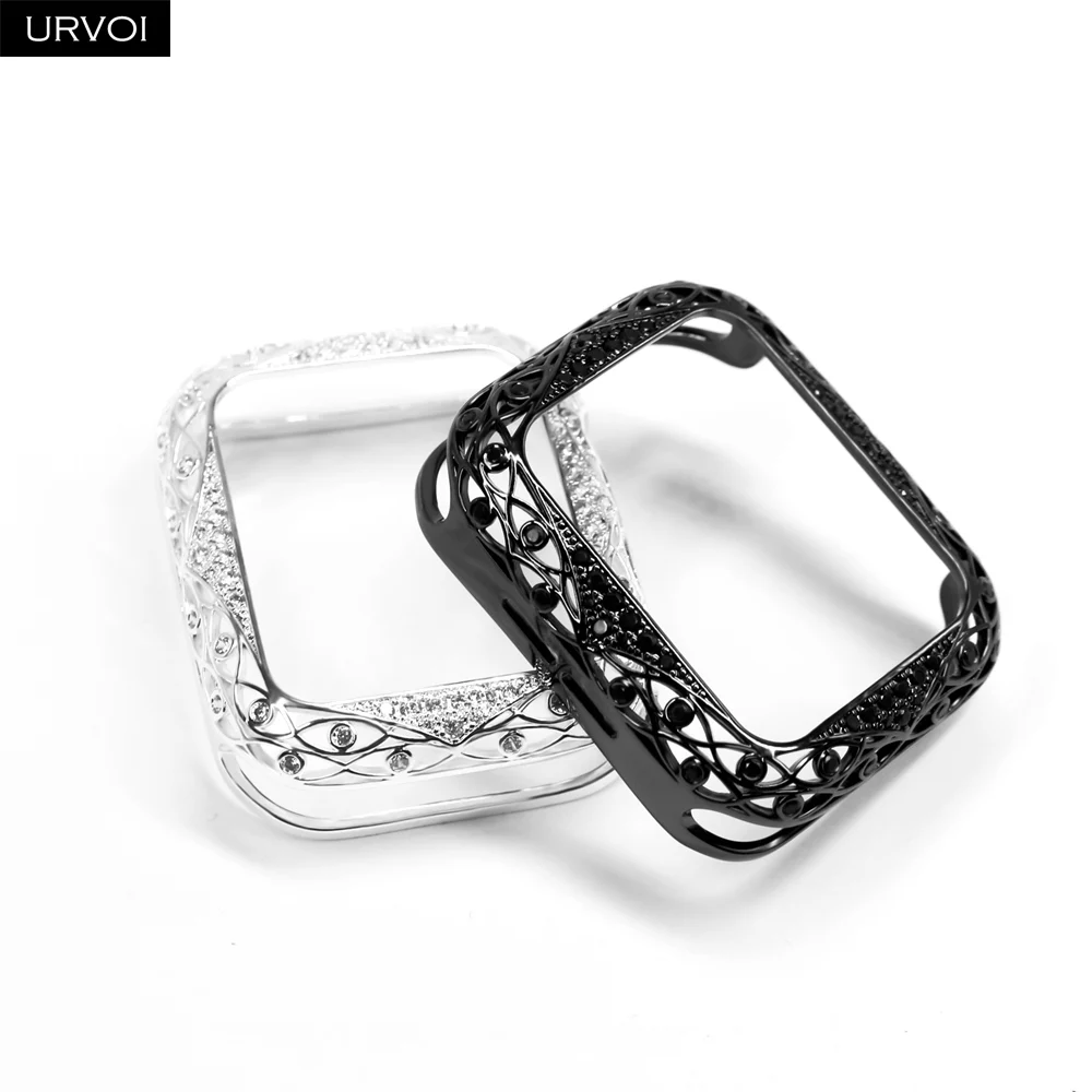 Чехол URVOI с вырезами для Apple Watch series 6 SE 5 4 3 2 1 металлический бампер блестками защита