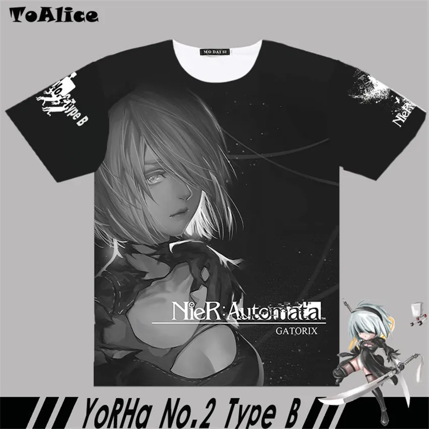 2 Тип бренд Игры НИР: автоматы полные Графические футболки YoRHa No.2 B Косплэй принт
