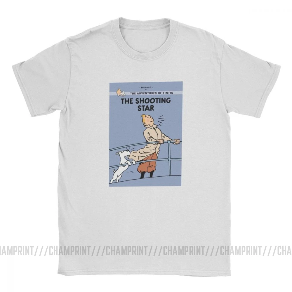 Мужская хлопковая футболка Tintin с короткими рукавами в стиле ретро изображением