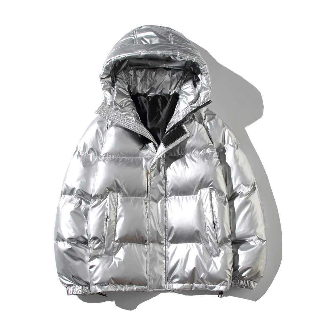 Winter Men's Jackets Cotton Padded Coats Men Metallic Shiny Warm Thick Parkas Down Hooded Coats Casual Outdwear Thermal Jackets