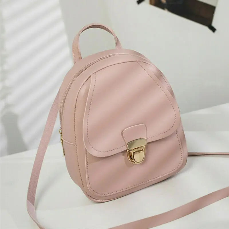 

Women Ladies Mini Solid Color Backpack Rucksack Girls School Bag Travel Handbag