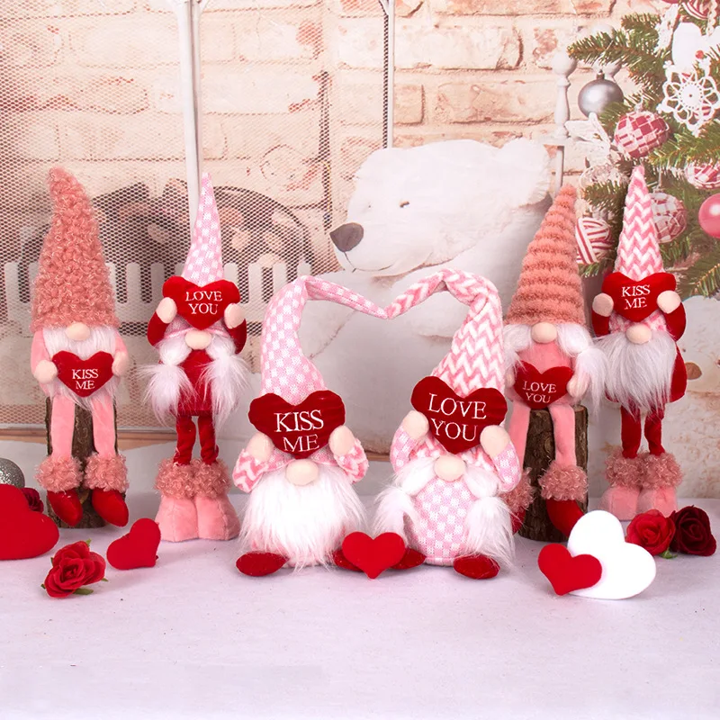 Regalo de San Valent&iacute;n para pareja, mu&ntilde;eco enano sin rostro, decoraci&oacute;n de fiesta de San Valent&iacute;n-2