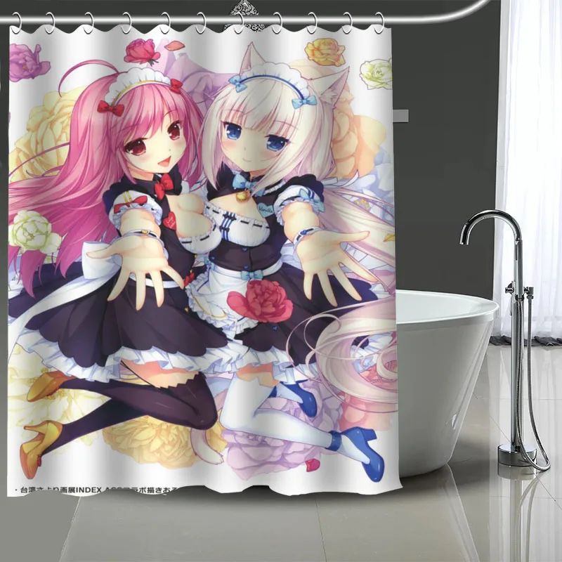

Hot Sale NEKOPARA Custom Pattern Polyester Bath Curtain Waterproof Shower Curtains DIY Bath Screen Printed Curtain For Bathroom
