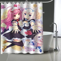 hot sale nekopara custom pattern polyester bath curtain waterproof shower curtains diy bath screen printed curtain for bathroom