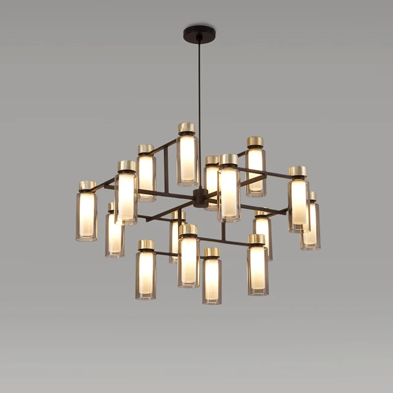 

Postmodern light luxury living room creative all-copper lamps and new Chinese style simple villa dining room chandelier