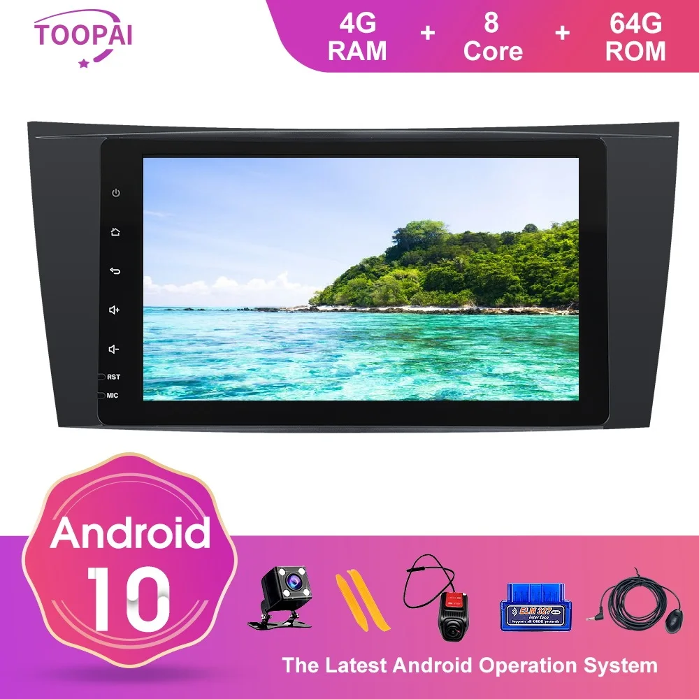 Мультимедийный плеер TOOPAI мультимедийный на Android 10 с GPS для Mercedes Benz E W211 CLS W219 G Class W463