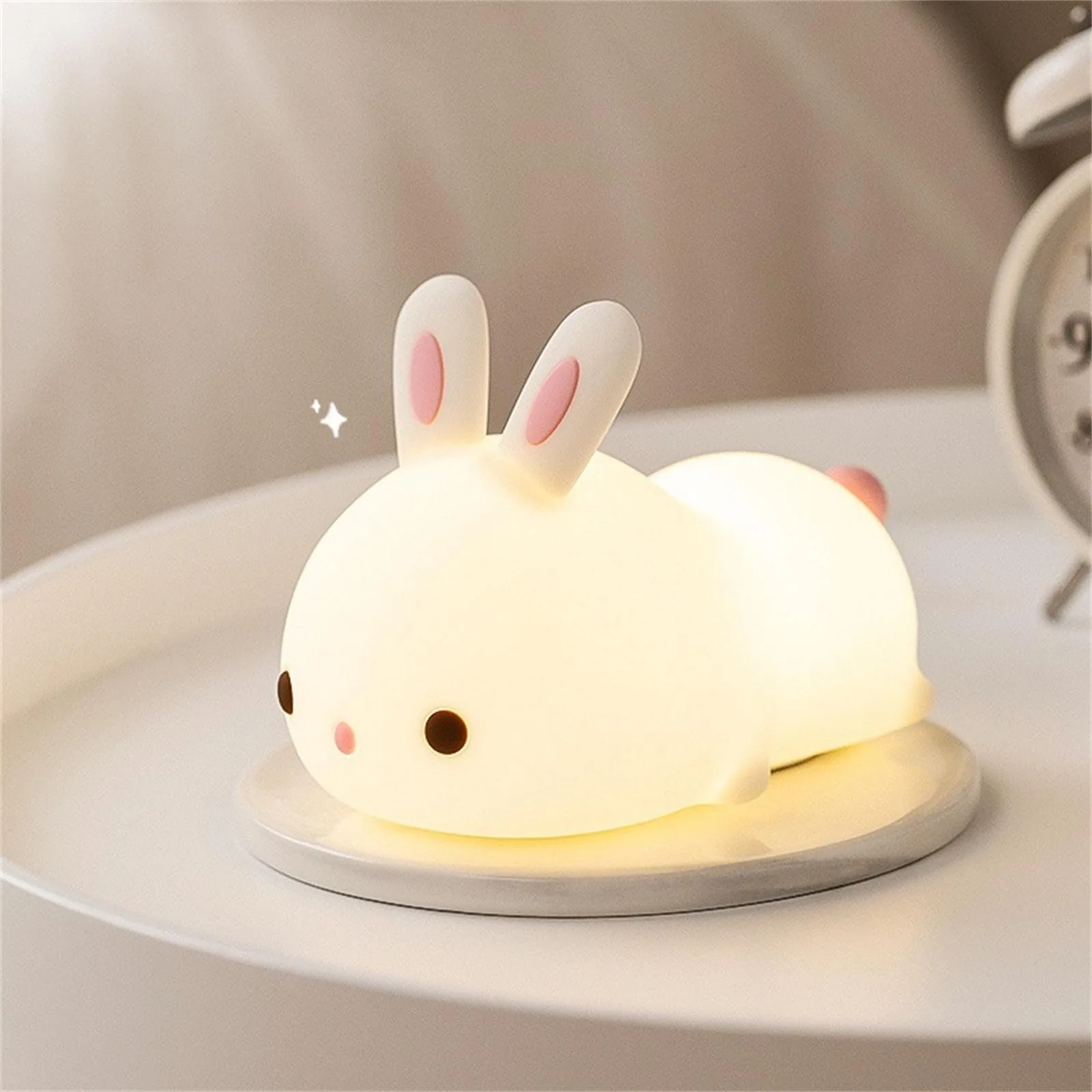 

Children's toys glow in the dark Baby Sleep With Led Cute Rabbit 7 Color Pat Silicone Night Light fluorescent birthday gifts