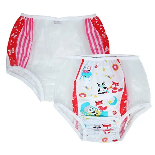 2PCS Dadious abdl adult baby diapers panties incontinence elastic band plastic reusable pants ddlg Red PVC men's Diapers panties