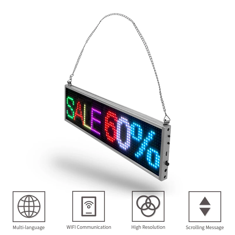 P5 34CM Ultra Thin LED Message Board Business Scrolling Display Screen Working with Smartphone and Tablet Programmable Sign |
