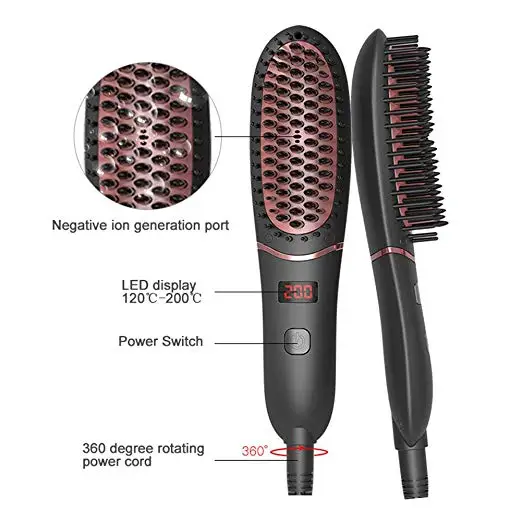 

Fast Heating Ionic Hair Straightener Brush Cordless Electric Hair Straightener Comb LCD Display Flat Hair Styling Tool