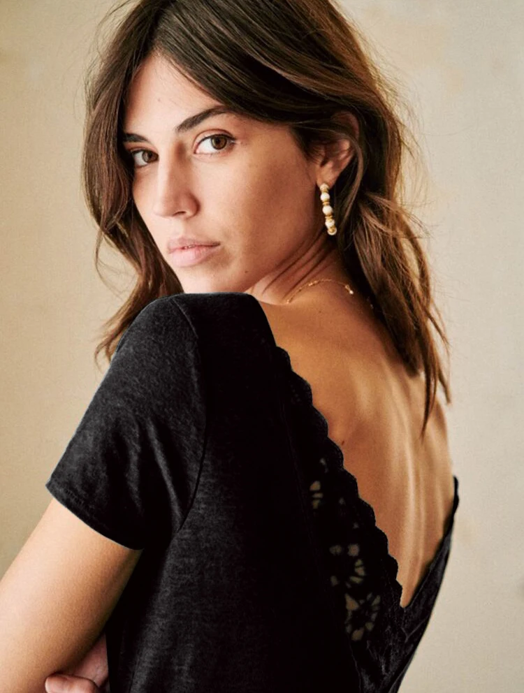 Кружевная Лоскутная темно зеленая блузка с открытой спиной для женщин коротким