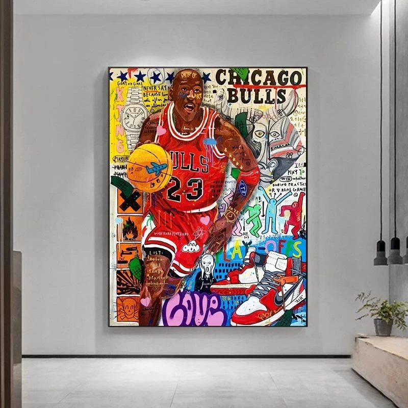 Плакаты и Картина на холсте с изображением баскетбольных звезд буллов № 23 для