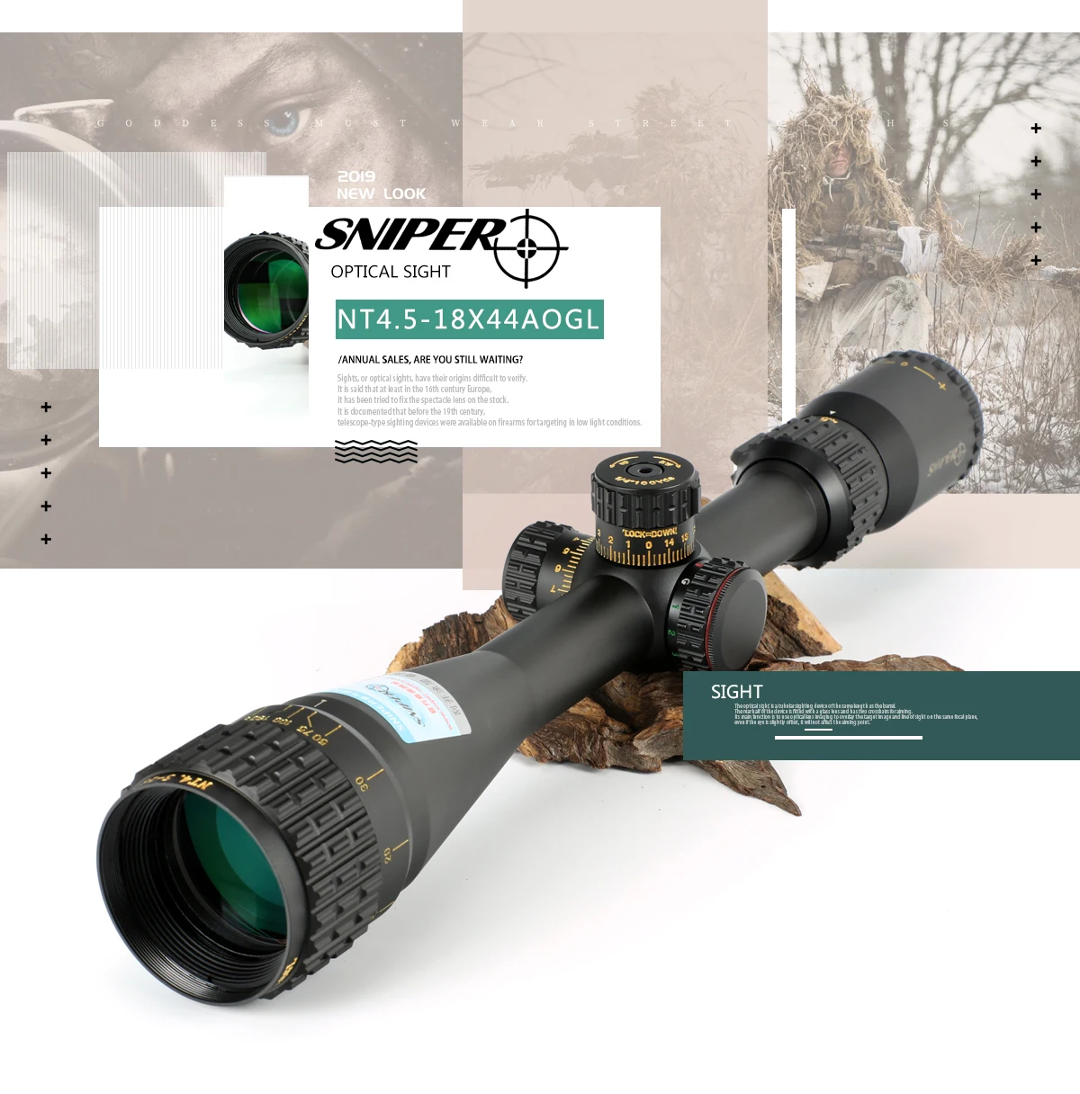 SNIPER NT 4,5-18X44 AOGL прицел тактический оптический прицел полный размер Mil-Dot RGB провод охотничий прицел винтовка с оптическим прицелом Красный точка зрения