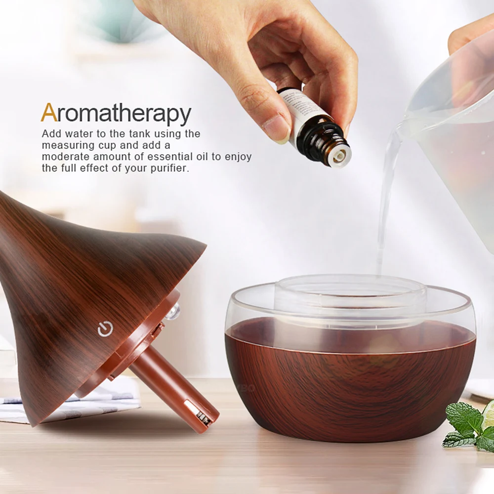 300ml USB Electric Aroma air diffuser wood grain Ultrasonic humidifier cool mist maker with 7 colors lights | Бытовая техника