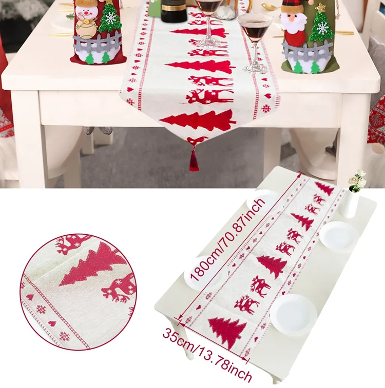 Natale Navidad, красное льняное рождественское настольное украшение для дома, Рождественское украшение, новогодний декор