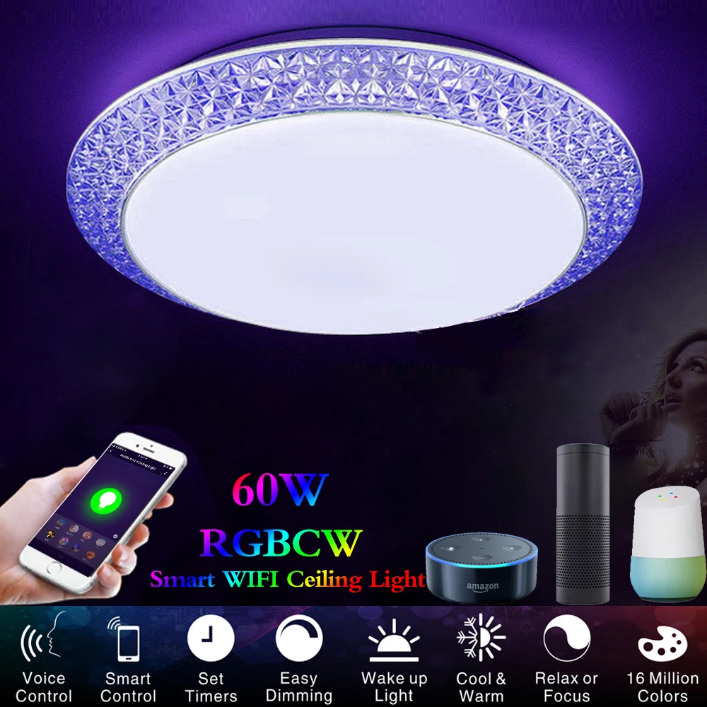 Современный светодиодный потолочный светильник RGBCW Dimmable AC110V 220V приложение