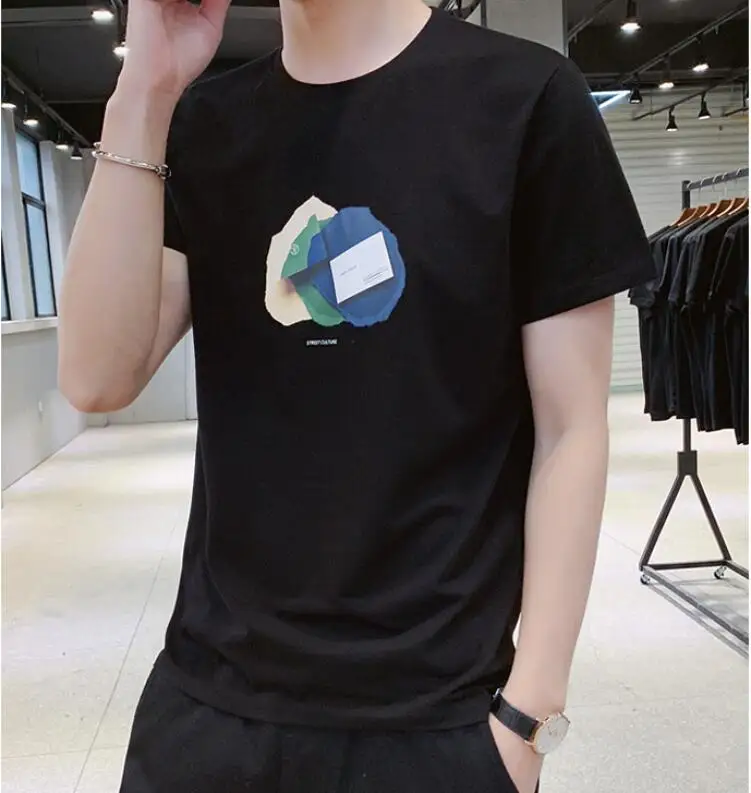 

Men's T-shirt Funny Print T shirt Men Brand Summer Round Neck White Cotton Short-sleeved Tee Shirt Homme