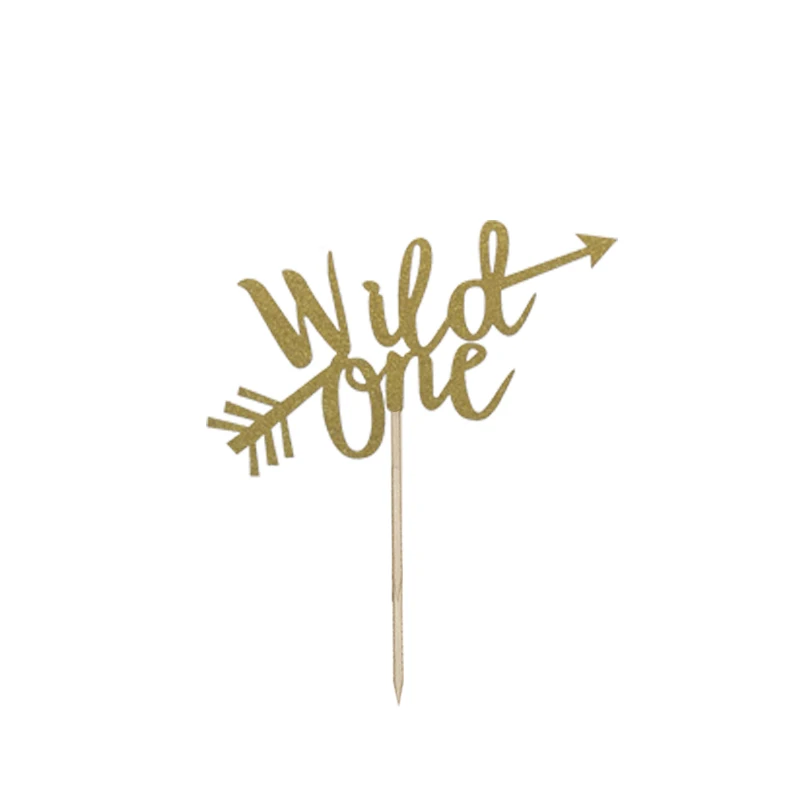 

Chicinlife 1Pcs Gold Wild One Cake Topper Kids First Birthday Party Decor Baby Shower Boy Girl 1st Birthday Anniversary Supplies