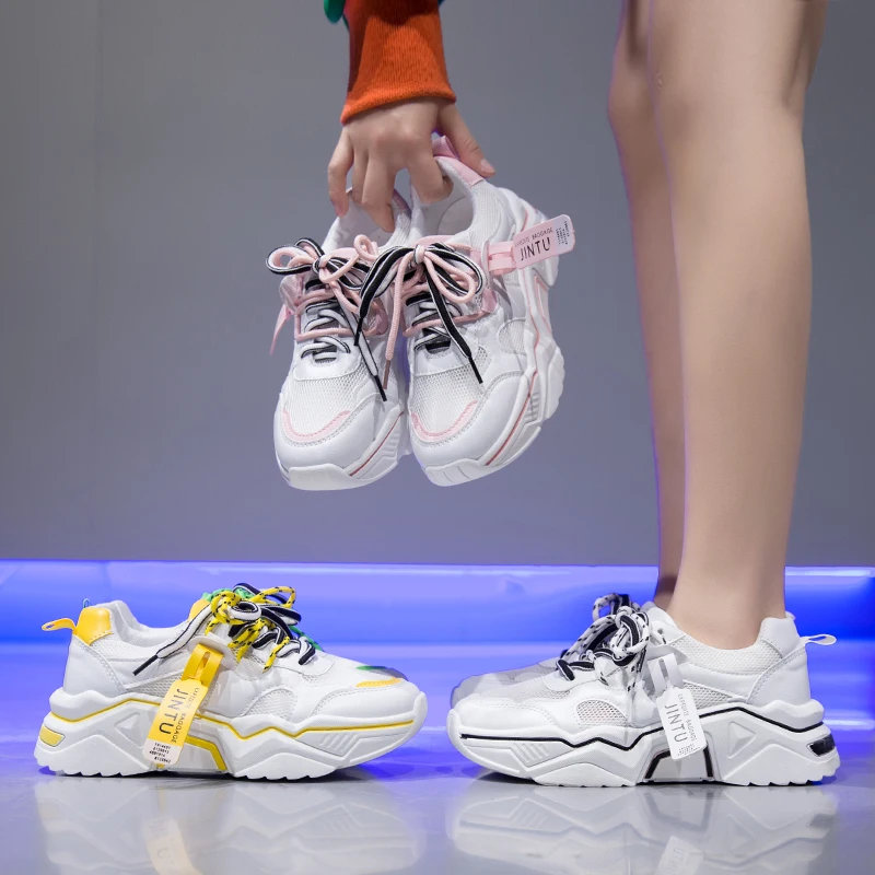 

Newest Sneakers Shoes Women Lace-Up Tenis Designer Ladies Shoes Women Casual Shoes Chunky White Shoes Woman Chaussures Femme