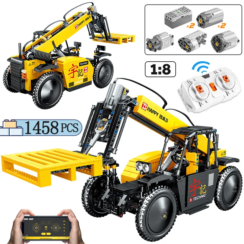 

1458pcs City Technical APP Programming RC Forklift Car Building Blocks Remote Control Engineering Vehicle Bricks Toys For Boys