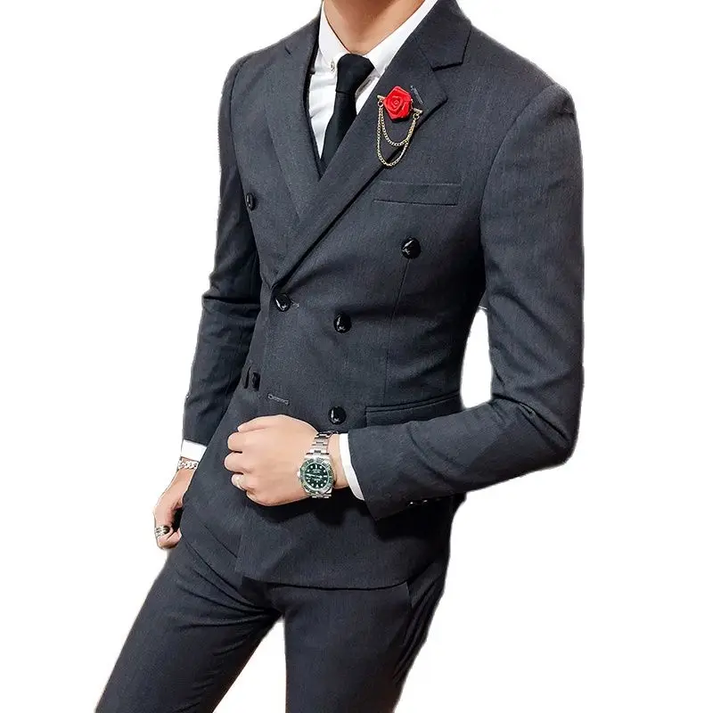 Черный двубортный Комплект из 3 предметов мужские синий и красный цвета хаки