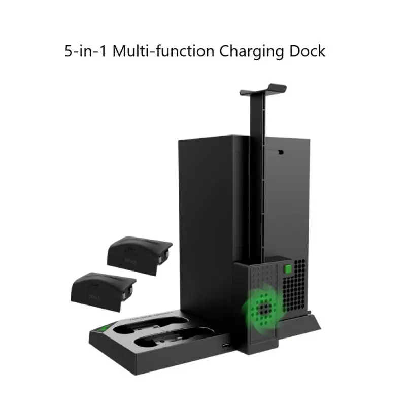 

For Xbox Series X 5in1 Charging Base Cooling Fan Headset Holder Bracket Gamepad Charging Station For XBX Controller Disc Holder