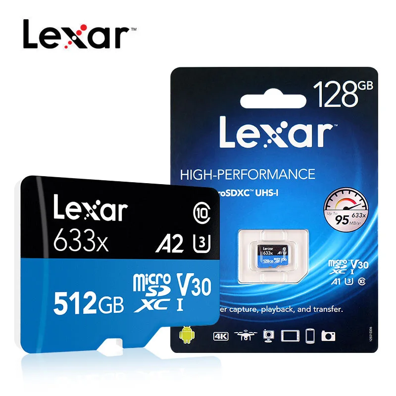 micro sd Lexar 633x1000x32  64  128  256  512     10  TF   1080p full-HD 3D  4K