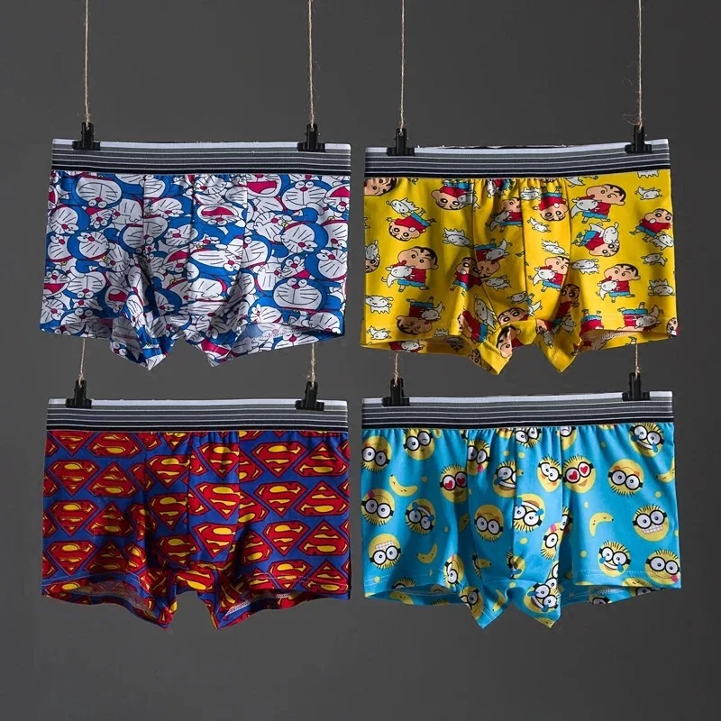 Мужское шелковое нижнее белье с мультипликационным принтом модные мужские
