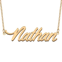 nathan name necklace for women stainless steel jewelry 18k gold plated nameplate pendant femme mother girlfriend gift