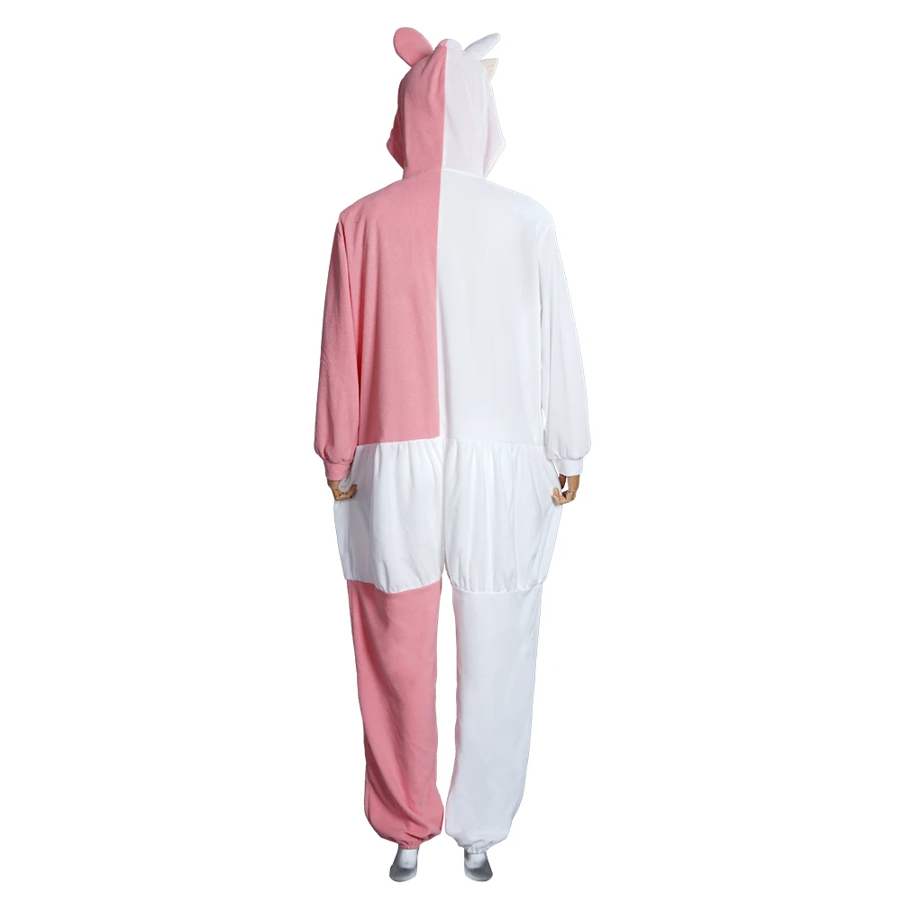 

Danganronpa Monokuma Black White Bear Cosplay Onesies Animal Black White Pajamas Jumpsuits Winter Overall