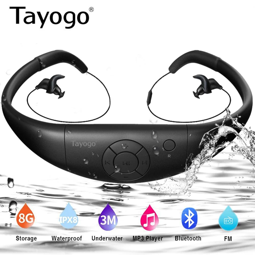 Tayogo W12 подводная гарнитура MP3 плеер с Bluetooth fm радио шагомер HIFI IPX8
