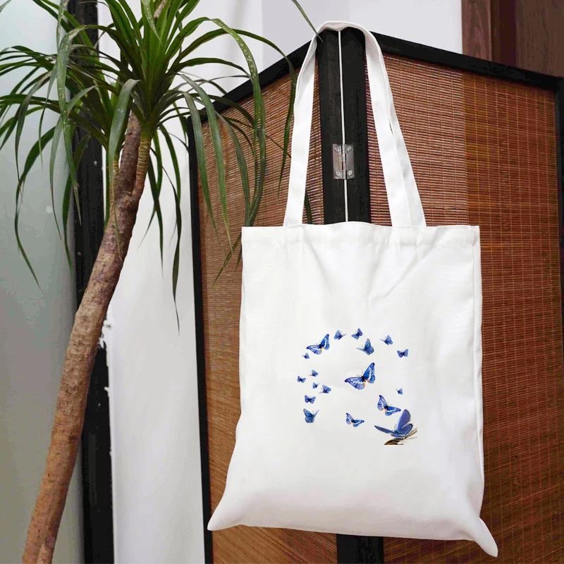 

Butterfly Cloth Bag Shopper Shoulder Shopping and Other Canvas Bags for Groceries Crossbody Women Designer Handbags Grocery Tote