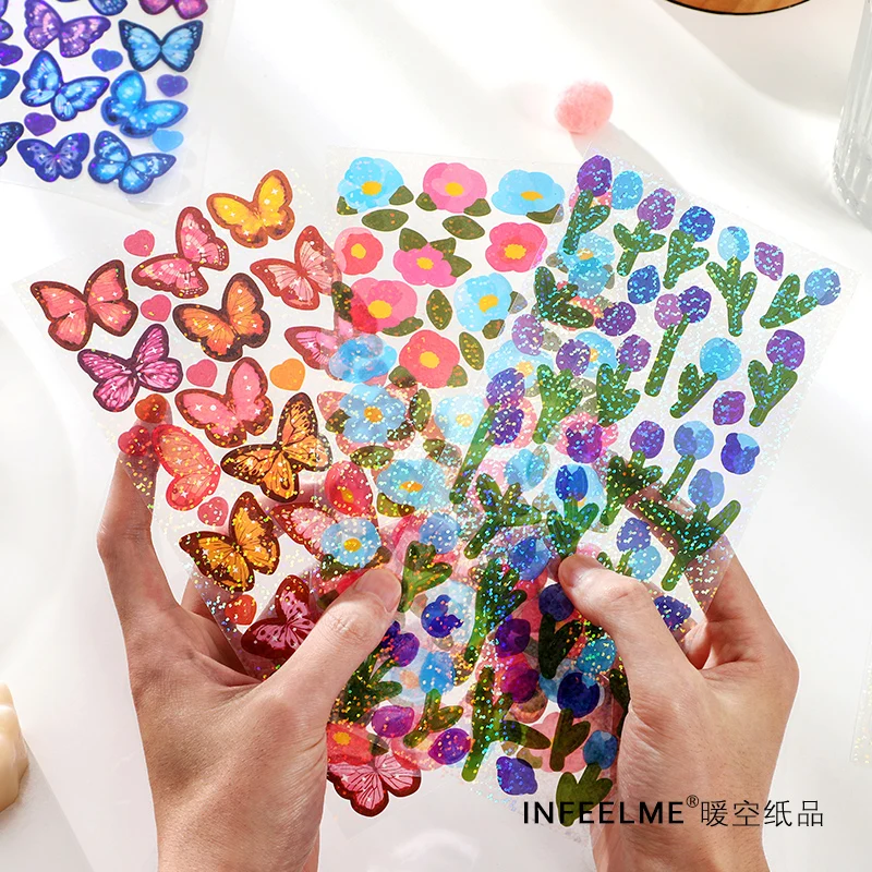 

Cute Butterfly Flower Rainbow PET Sticker Diy Decoration Diary Bullet Journal Scrapbooking Planner Stickers Aesthetic Stationery
