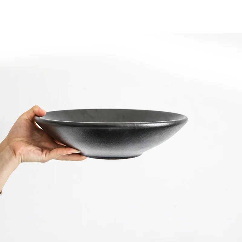 

Small bowl for making utensils and filling vegetables household personality creative ceramic black deep bowl Japanese frosted