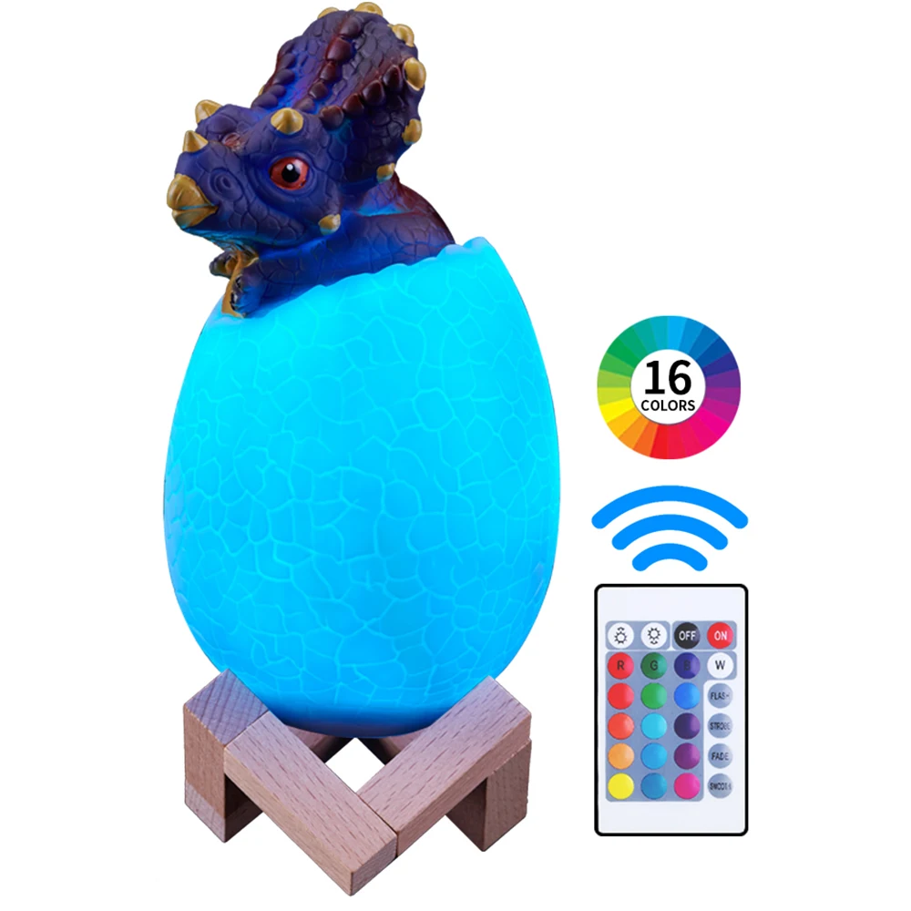 

Dinosaur Toys Egg Lamp Lights 16 Colors Dinosaur Night Light Bedside Lamps Children Kids Birthday Xmas Remote Control new