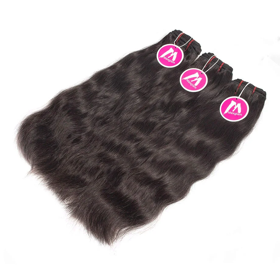 Maxglam Необработанные индийские девственные волосы волнистые пряди натуральный