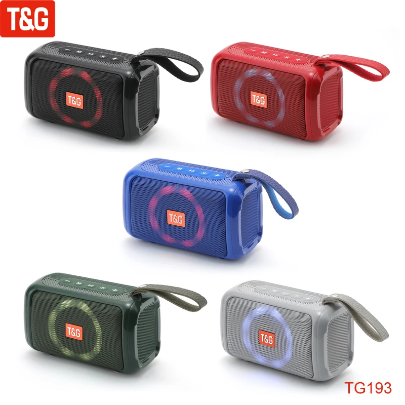 T&G TG193 Bluetooth Speaker LED Light Wireless Loudspeakers Waterproof Portable Outdoor Subwoofer Boombox Sports Music Center