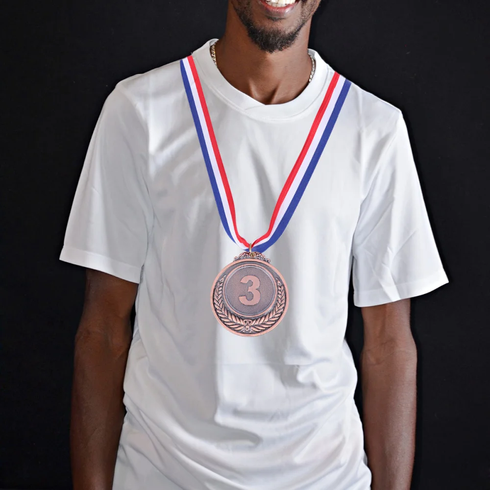 

4 Pcs Creative Award Medals Wheat Ears Number Pattern Universal Metal Medals with Lanyard for Sports Worker Competition (Gold)