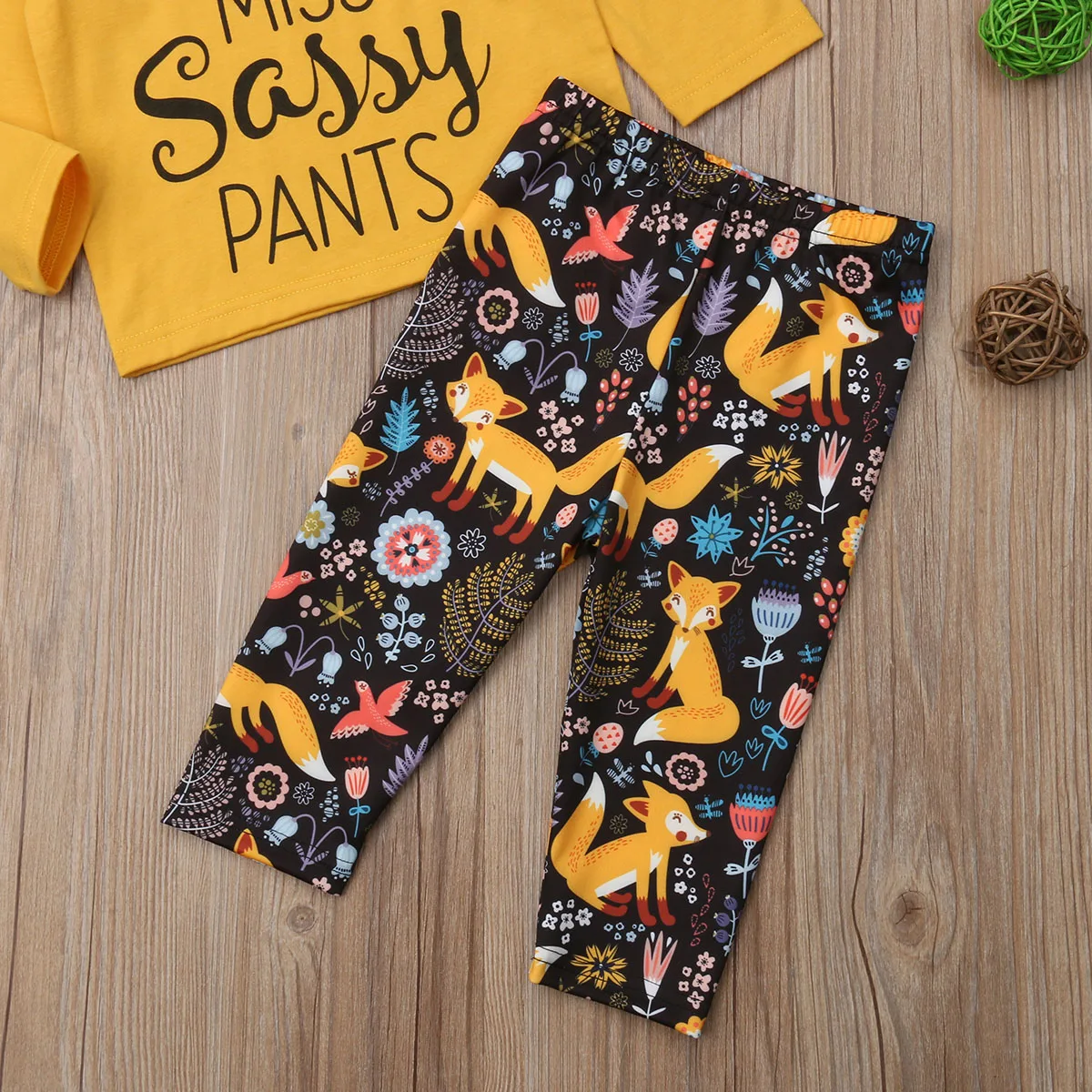 

Fashion Promotion Kid Baby Girl Long Sleeve Tops Flower Animal Pants 2Pcs Outfits Playsuit