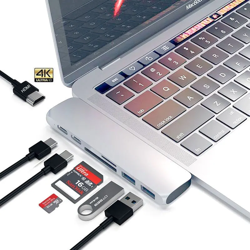 

USB-концентратор Mosible для USB 3,1 Type-C, адаптер HDMI, 4K, Thunderbolt 3, концентратор USB C с концентратором 3,0, кардридер TF, SD, слот PD для MacBook Pro/Air 2020