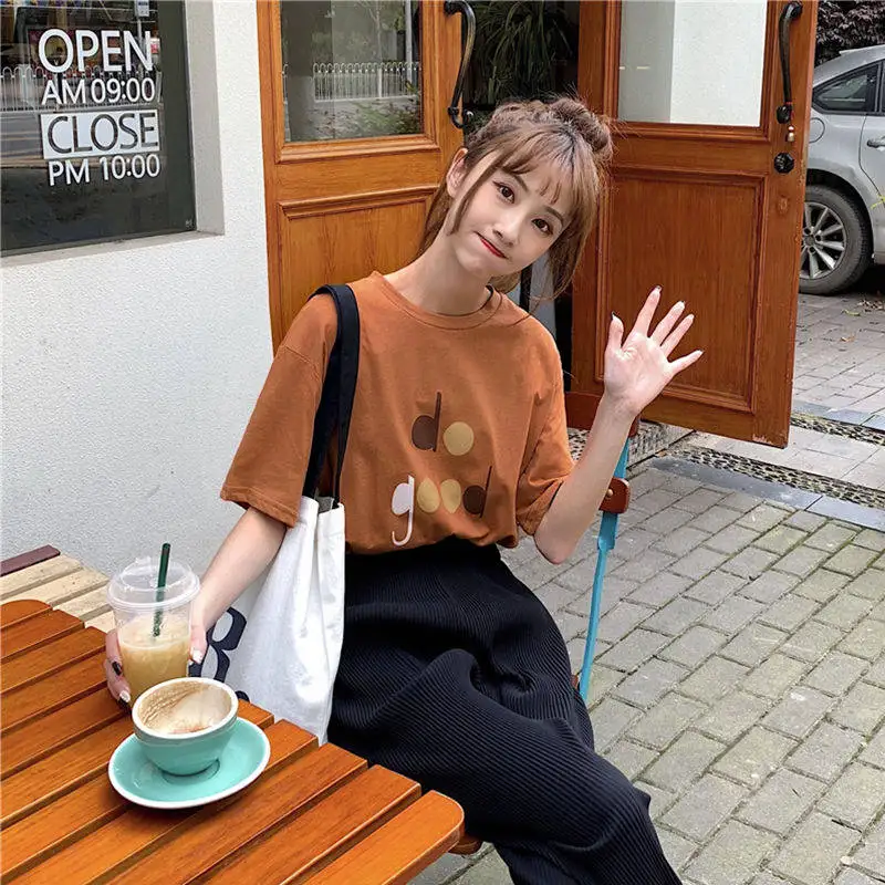 Женская футболка из двух предметов для студенток Новинка лета 2020 Корейская с