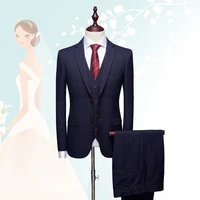mens suits 2020 wedding suits for men 3 pieces slim fit blue gray navy suit mens tuxedo jacket for business blazer pants vest